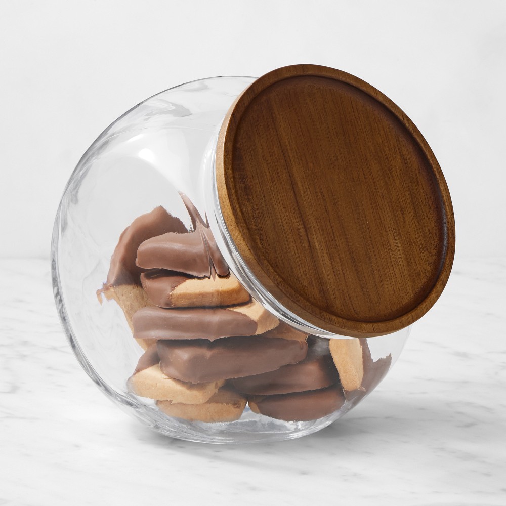 Hold Everything Angled Glass Jar - Walnut Finish