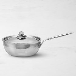 Ruffoni Opus Prima Hammered Stainless-Steel Covered Chef’s Pan with Cauliflower Knob, 4-Qt.