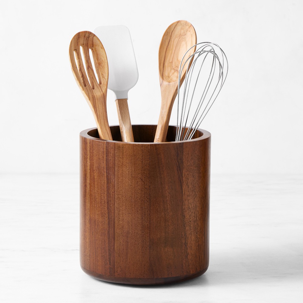Hold Everything Utensil Holder - Walnut Finish