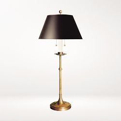 Dorchester Club Table Lamp, Antique-Burnished Brass, Black Shade