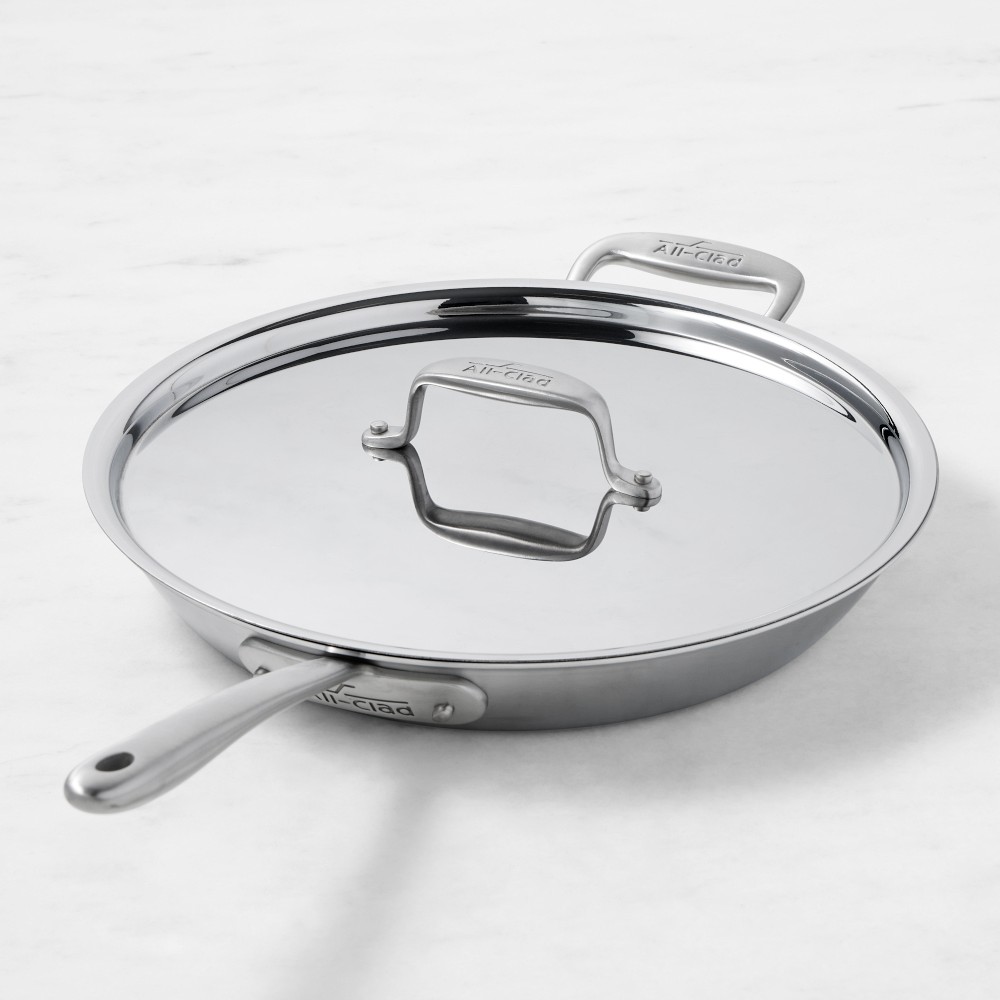 All-Clad Collective Stainless-Steel Fry Pan with Lid, 12" - 12 1/2"