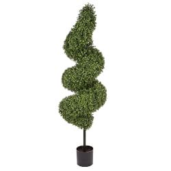 Faux Boxwood Spiral Tree, Indoor/Sheltered Outdoor, 60"