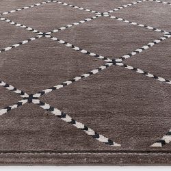Moroccan Diamond Hand Knotted Rug, Dark Oak