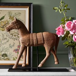 Wooden Horse On Stand Statue