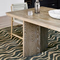 Knife Edge Extendable Rectangular Dining Table, Cerused Heritage Gray (96"-132")