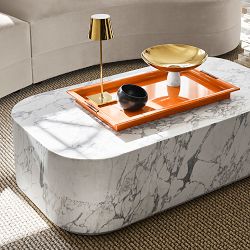 Vittoria Arabescato Curved Edge Coffee Table (48")