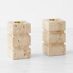 Travertine Bud Vase Book Ends