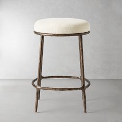 Vincent Hammered Metal Upholstered Counter &amp; Bar Stool