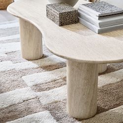 Marina Travertine Sculptural Coffee Table (55")
