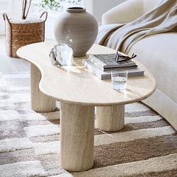 Marina Travertine Sculptural Coffee Table (55")