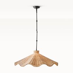 Carmel Rattan Scalloped Pendant, Bronze