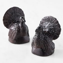Bronze Turkey Tiny Taper Holders, Set of 2