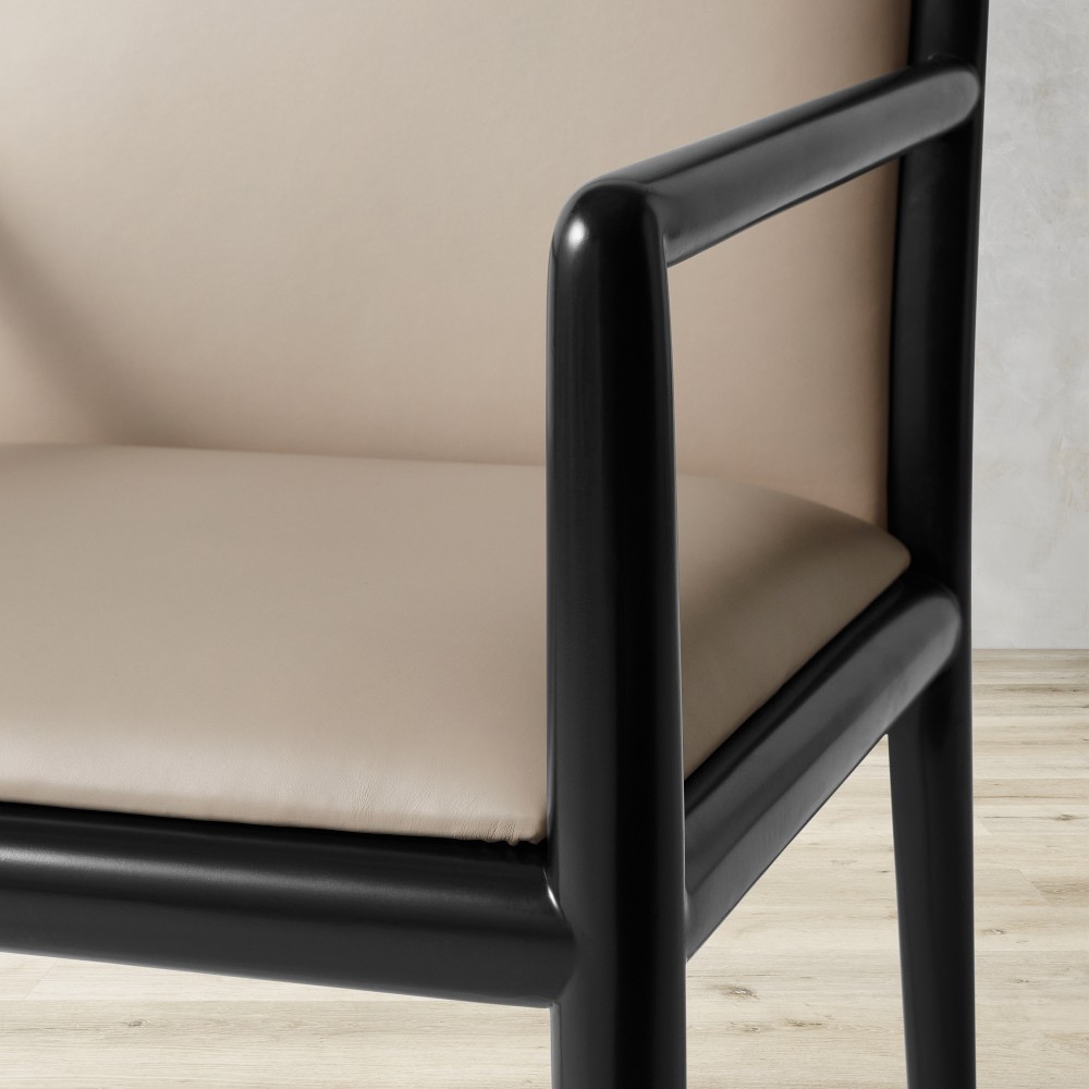 Close-up of armrest and seat junction