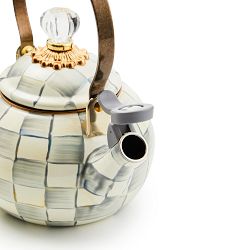MacKenzie-Childs Sterling Check Whistling Tea Kettle