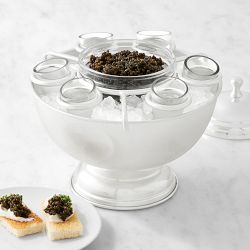 Heirloom Silver Caviar Bowl with Shot Glasses