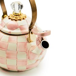 MacKenzie-Childs Rosy Check Whistling Tea Kettle