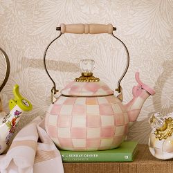 MacKenzie-Childs Rosy Check Whistling Tea Kettle