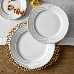 Pillivuyt Plisse Gold Porcelain Dinner Plates