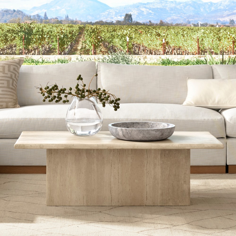 Ortega Travertine Rectangular Coffee Table (48" ) by Williams Sonoma Home