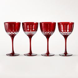 Wilshire Jewel Cut Nick & Nora Glasses, Set of 4, Red