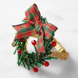 Kim Seybert x Williams Sonoma Figural Wreath Napkin Rings, Set of 4 