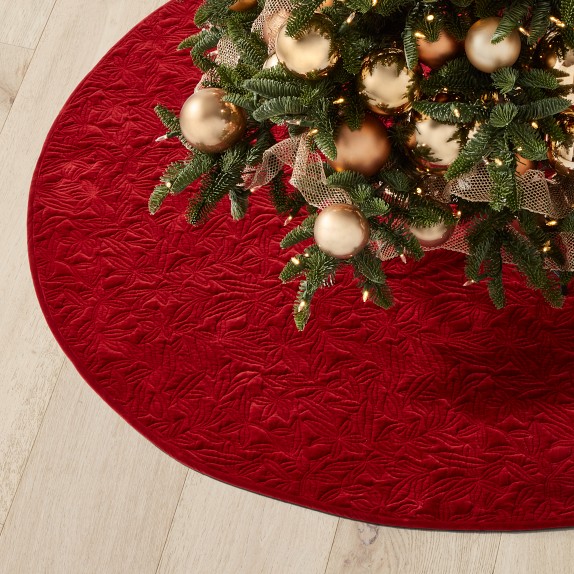 Green Velvet Quilted Christmas Tree Skirt | Williams Sonoma