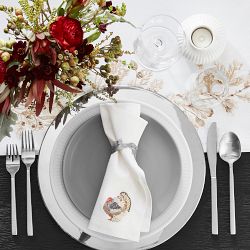 Plymouth Turkey Embroidered Napkins, Set of 4