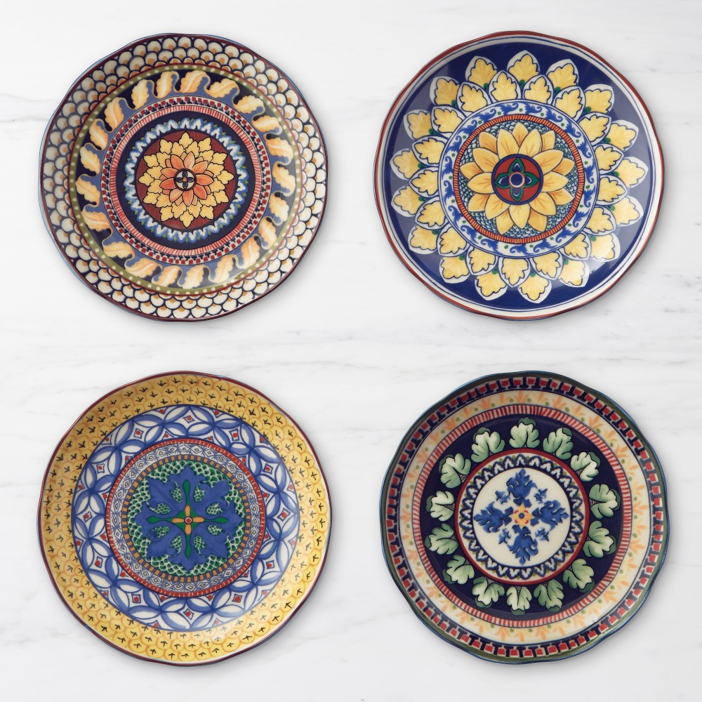 Sicily Ceramic Scalloped Mixed Appetizer Plates - Set of 8