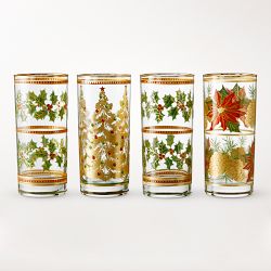 Vintage Holiday Highball Glasses, Set of 4