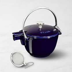 Staub Enameled Cast Iron Round Tea Kettle, 1-Qt., Sapphire Blue