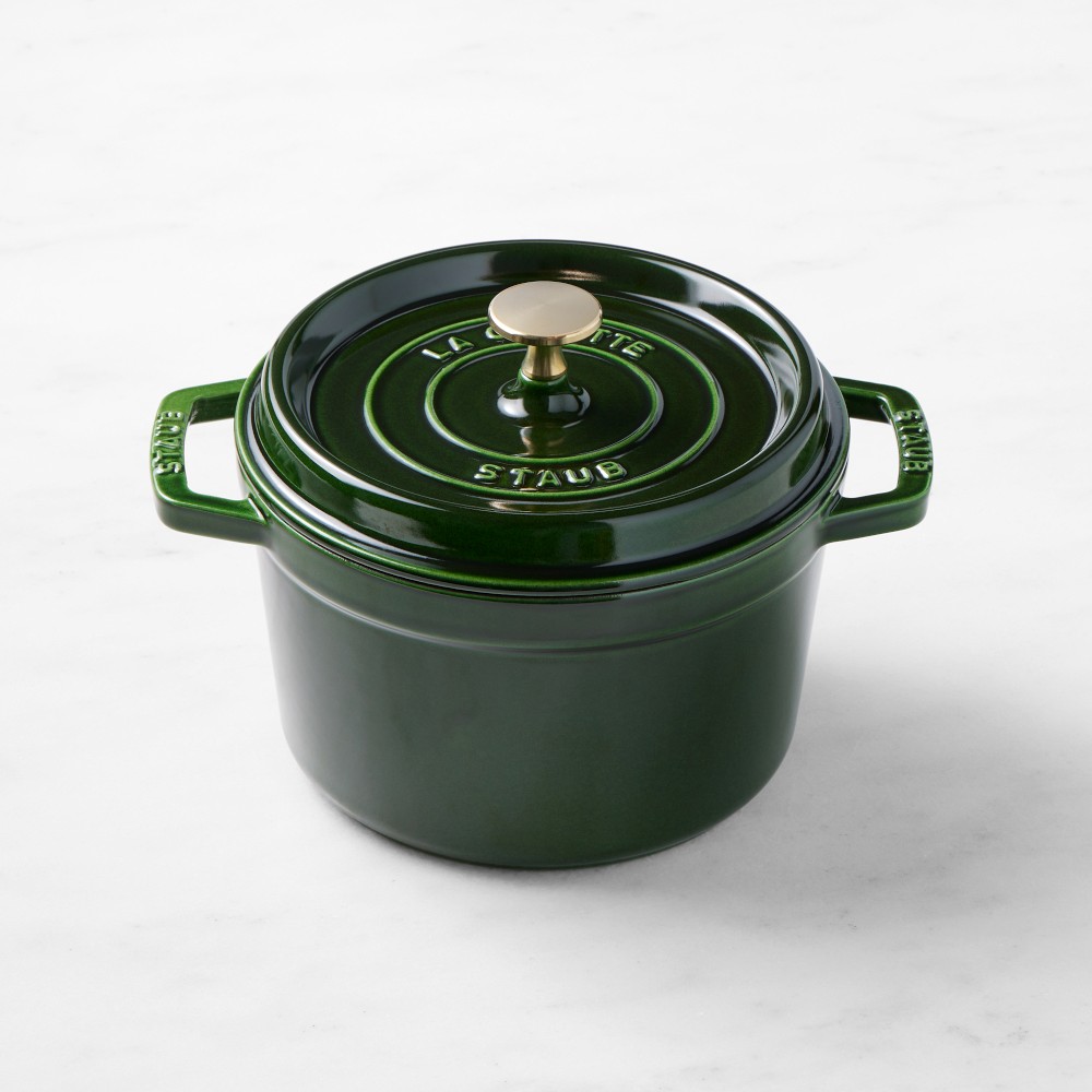 Staub Enameled Cast Iron Deep Oven, 3-Qt. - 3-Qt., Basil with Gold Knob