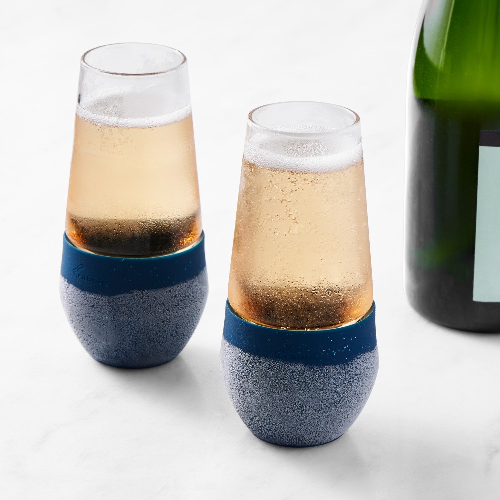 Rabbit Freezeable Champagne Glasses, Set of 2, Blue - Set of 2, Blue