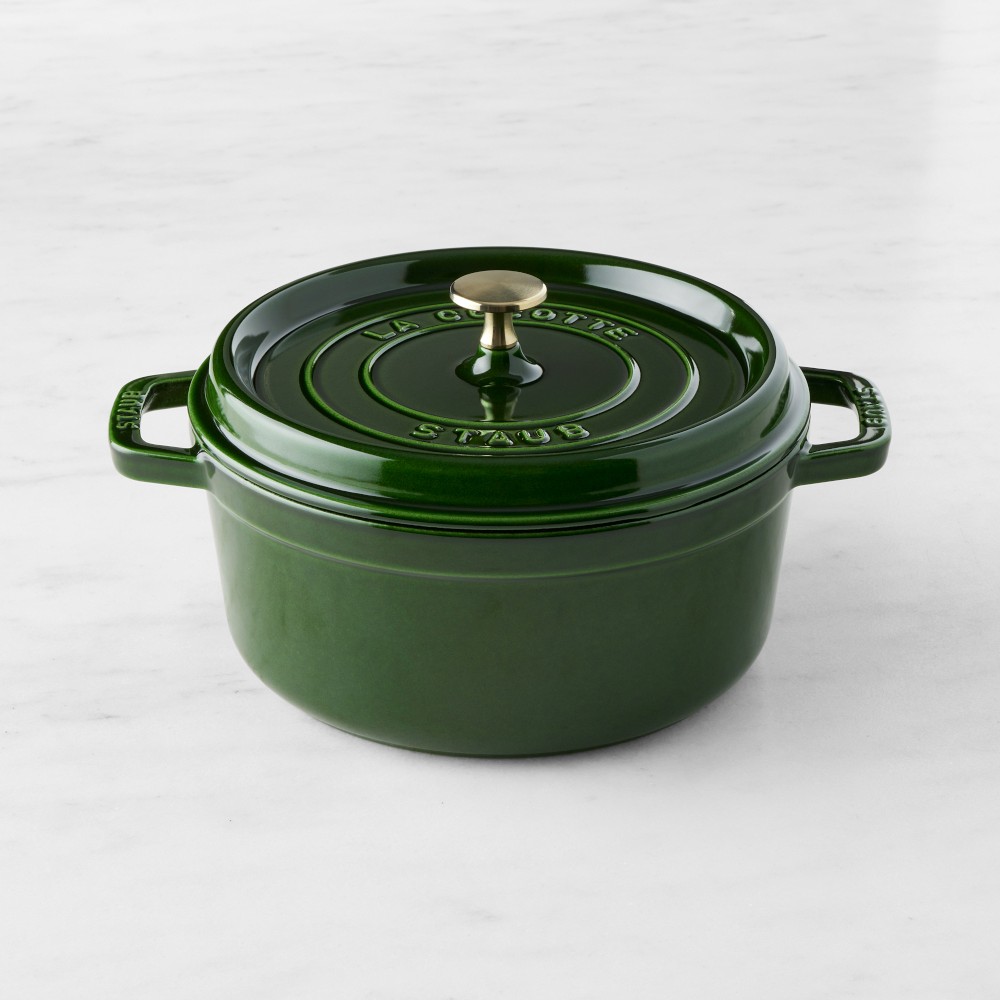 Staub Enameled Cast Iron Round Dutch Oven - 4-Qt., Basil with Brass Knob
