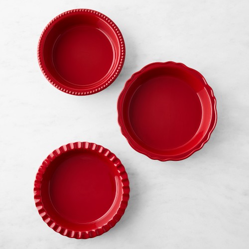 Williams Sonoma Stoneware Pie Dish, Set of 3, Red