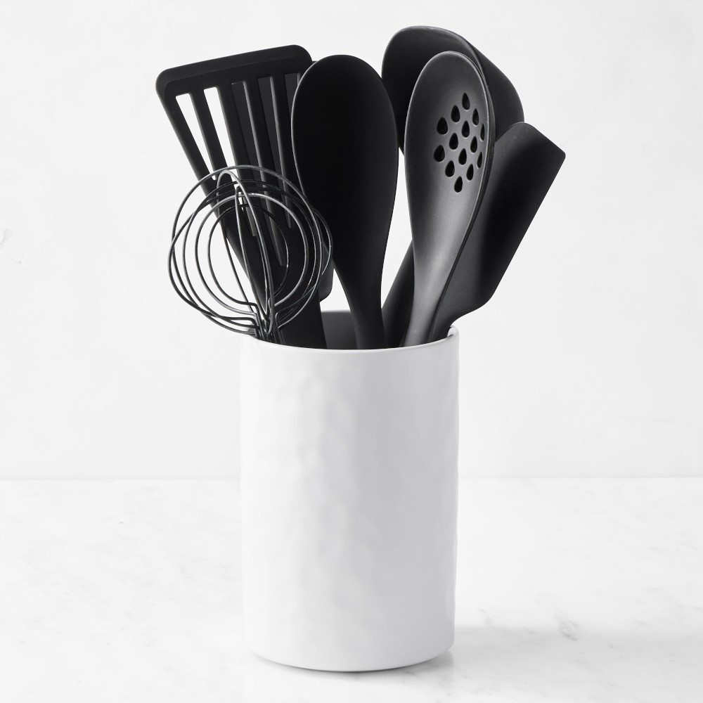 GreenPan™ Premiere Silicone Tools with Utensil Holder, Set of 8 - 8-Piece Set, Black