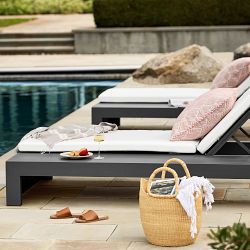 Larnaca Slate Grey Metal Chaise with Built in Table