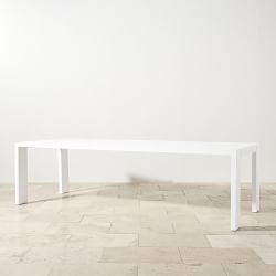 Larnaca Outdoor White Metal Dining Table &amp; All-Weather Weave Dining Chairs