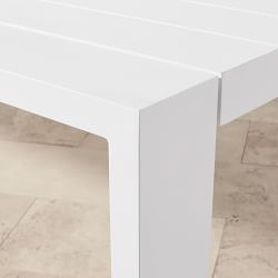 Larnaca Outdoor White Metal Dining Table &amp; All-Weather Weave Dining Chairs