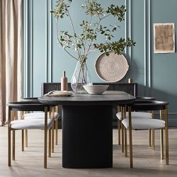 Radius Extendable Oval Dining Table, Ebonized Oak (72"-114")