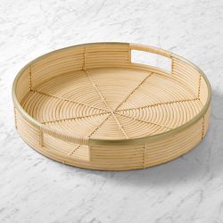 AERIN x Williams Sonoma Home Indoor Rattan x Brass Tray