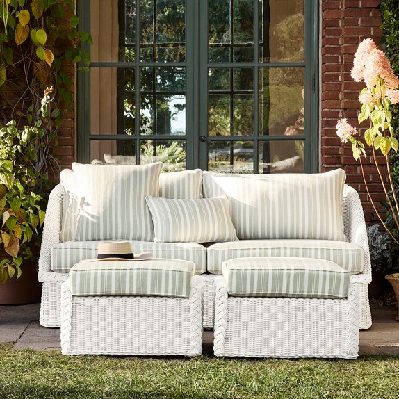 AERIN x Williams Sonoma Home East Hampton Coffee Table Ottoman (28.5"), White