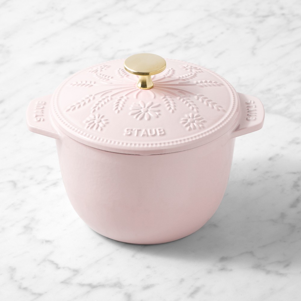 Staub Enameled Cast Iron Floral Petite French Oven, 1 1/2-Qt. - 1 1/2-Qt., Pink Peony