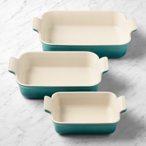 Le Creuset Heritage Open Rectangular Dishes, Set of 3, Riviera