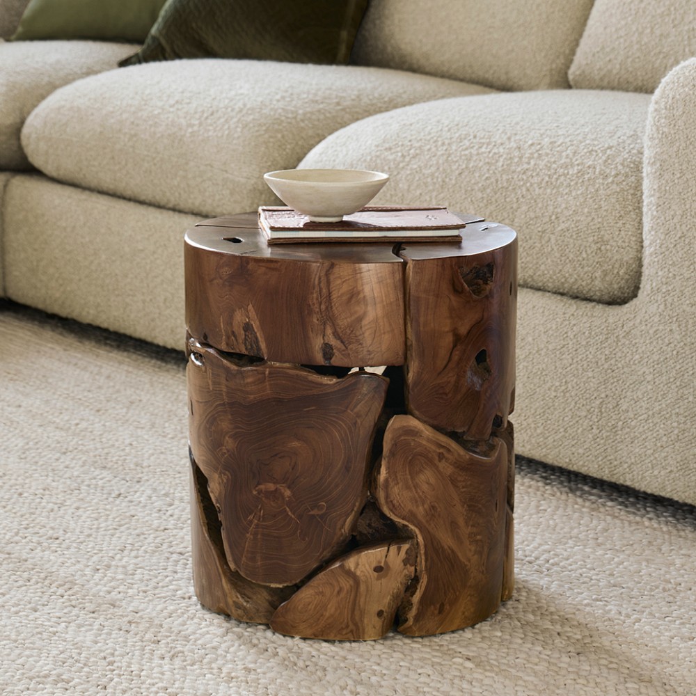 Sliced Teak Live Edge Stool (16") by Williams Sonoma Home