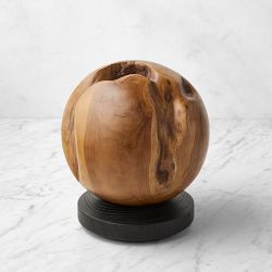 Teak Orb on Wood Stand