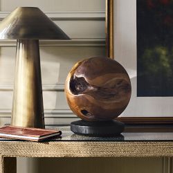 Teak Orb on Wood Stand