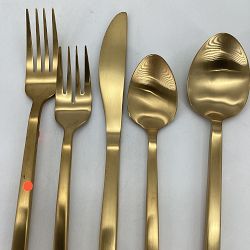 OPEN BOX: Fortessa Arezzo 5-Piece Flatware Set, Brushed Gold