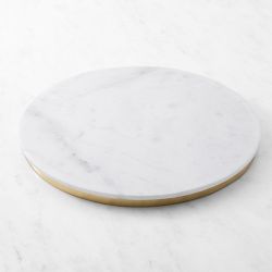 Marble and Brass Round Board with Cheese Knives