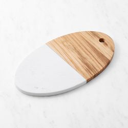 Olivewood &amp; White Marble Oval Cheese Board