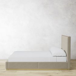 Brooklyn Nontufted Upholstered Storage Bed &amp; Headboard with Nailheads